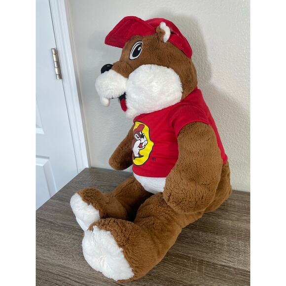 Buc-ee's Beaver Mascot Plush Toy 27" Red Shirt Hat Logo Stuffed Animal Texas Gas - Picture 8 of 13
